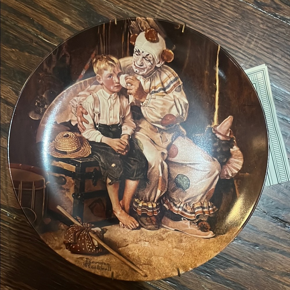 Norman Rockwell “Sharing A Smile” Brown and White Painting Art